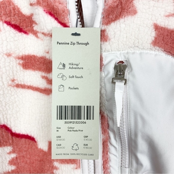 NWT Sweaty Betty Pennine Zip Through Pink Camo Teddy Jacket Sz 8 - Picture 6 of 13